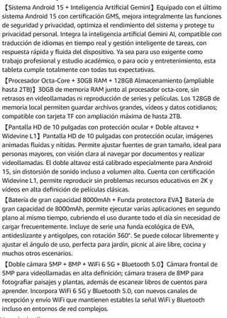 Tablet per Bambini 10 30GB +128GB Blu