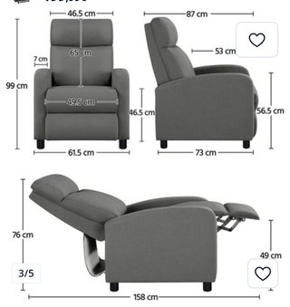 Sillón Relax Reclinable YAHEETECH Gris