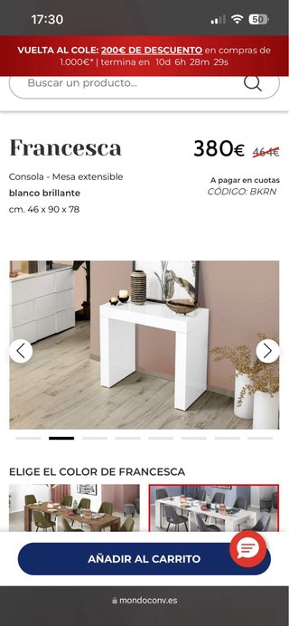 Mesa comedor extensible blanca