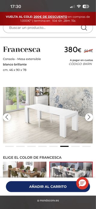 Mesa comedor extensible blanca