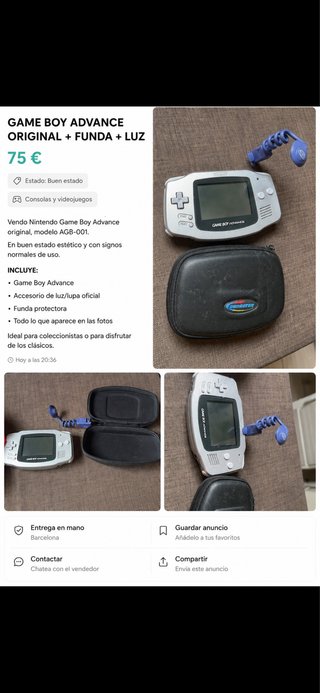 Nintendo Game Boy Advance + Funda + Luz