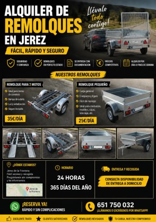 Alquiler de todo tipo de remolques en jerez