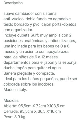 Bañera cambiador Neonato bebé