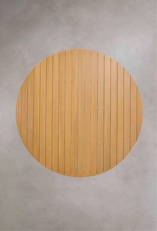Tavolo rotondo da esterno in legno e alluminio. Con difetto di fabbrica.
