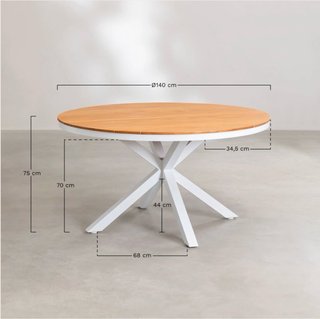 Tavolo rotondo da esterno in legno e alluminio. Con difetto di fabbrica.