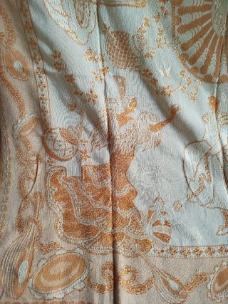 Colcha Chenilla Antigua Beige Naranja