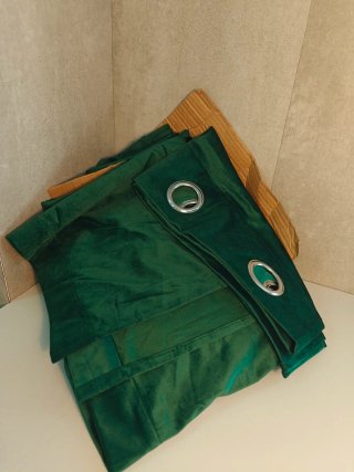 Cortinas Terciopelo Opacas 2 Pcs 140x180cm Verde