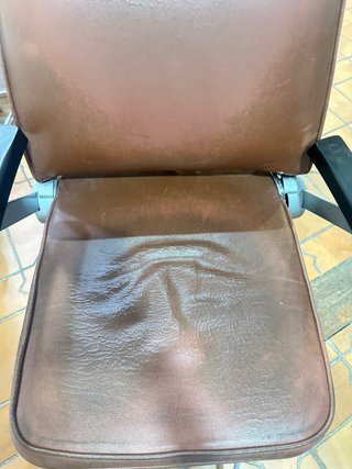 Poltrona da parrucchiere vintage in pelle e metallo
