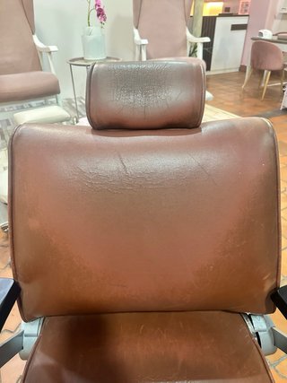 Poltrona da parrucchiere vintage in pelle e metallo
