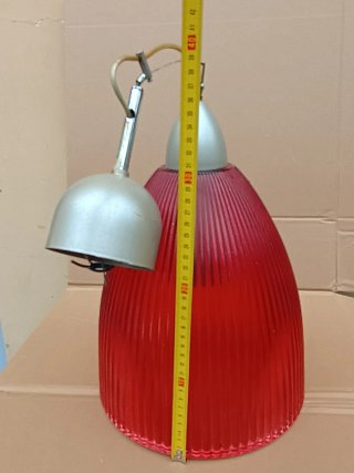 Lampadario vintage rosso e argento
