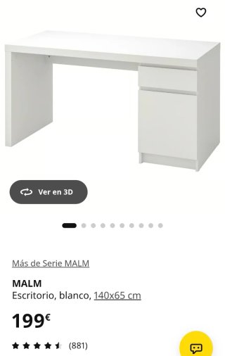 Escritorio Ikea MALM Roble con Cristal