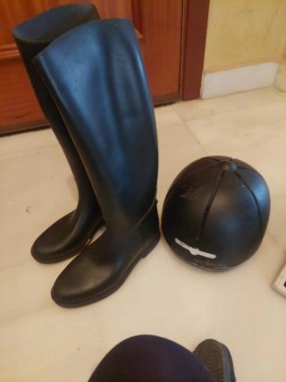 Lote botas equitación talla 39 y cascos