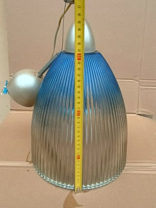 Lampadario vintage vetro blu e metallo