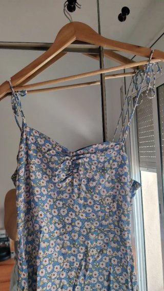 Mini vestido azul flores margaritas