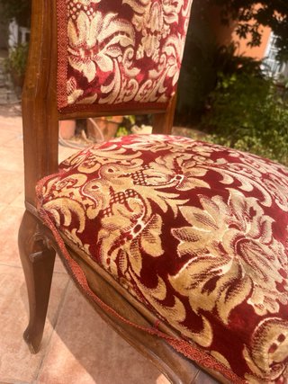 Set di 4 sedie vintage in velluto e legno