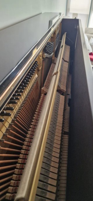 Piano negro brillante con banqueta