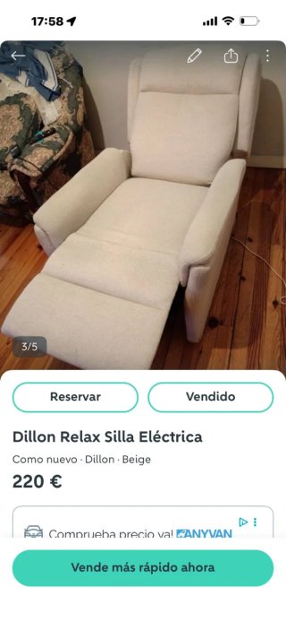 Sofá reclinable eléctrico beige