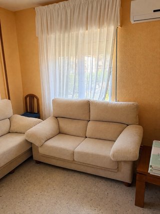 Conjunto sofás 3+2 plazas beige tela