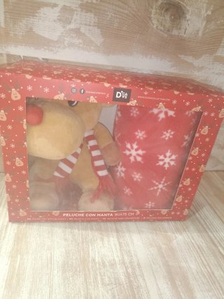 Caja regalo reno peluche y manta