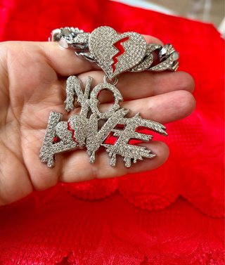 Collana catena strass cuore spezzato NO LOVE