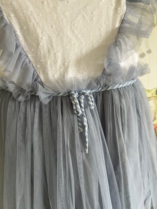 Vestido niña evento azul y blanco