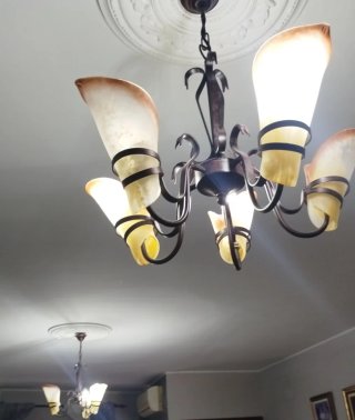 Lámparas rústicas forja 5 y 3 luces