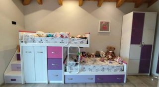 Cama tren infantil con armario y escalera