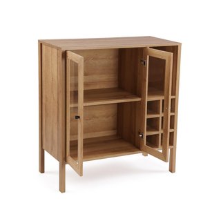 Credenza Lyden con porte in vetro e portabottiglie