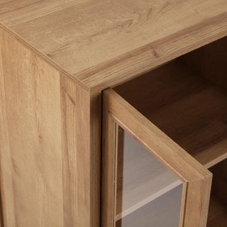 Credenza Lyden con porte in vetro e portabottiglie