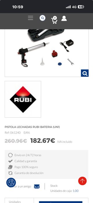 Pistola Lechadas Rubi Bateria