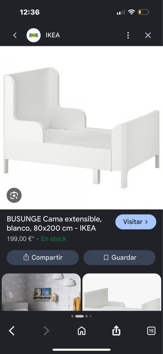 Cama infantil blanca 80x200 cm