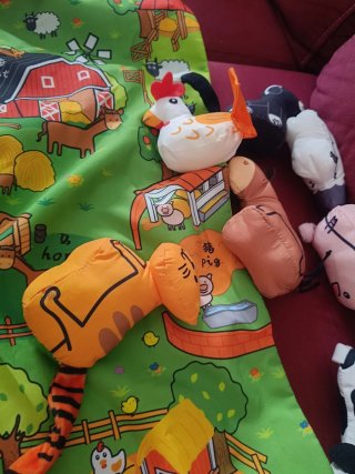 Bolsito mantel sonajeros animales granja