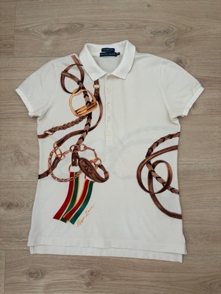 Polo Ralph Lauren beige con estampado ecuestre