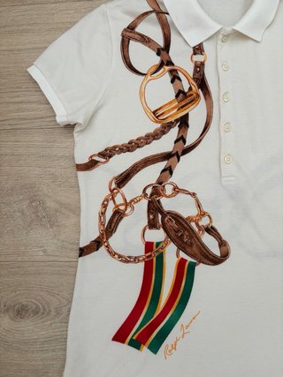 Polo Ralph Lauren beige con estampado ecuestre