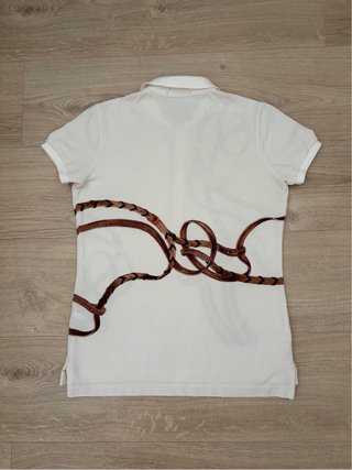 Polo Ralph Lauren beige con estampado ecuestre
