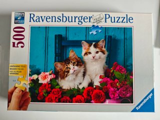 Puzzle Ravensburger 500 Piezas Gatitos y Rosas