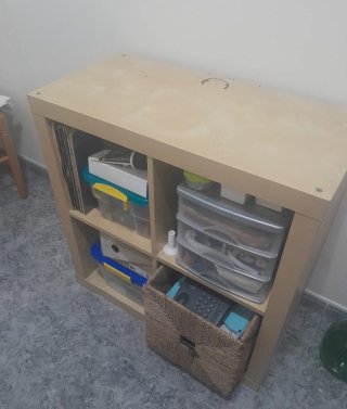 Módulo Ikea con cesta de mimbre