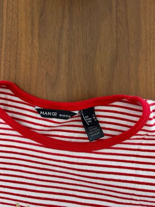 Camiseta Mango Basics Rayas Rojas y Blancas