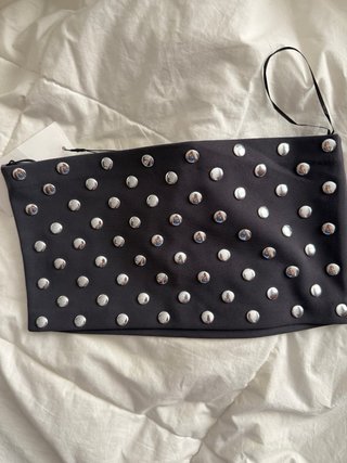Top Zara tachuelas gris oscuro Talla M