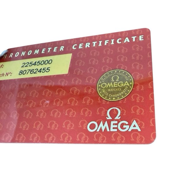 Tarjeta de Certificado Chronometer del reloj Omega
