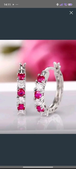 Pendientes Aro con Circonitas Rojas y Blancas