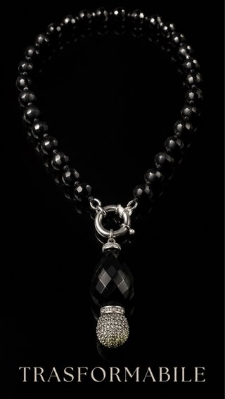 Collana perle vetro sfaccettato nere