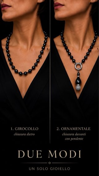 Collana perle vetro sfaccettato nere