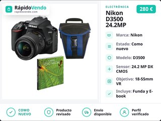 Cámara Nikon D3500 24.2MP + Objetivo 18-55mm