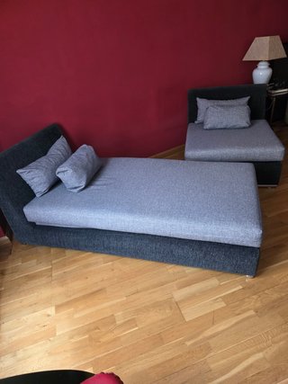Sofá Modular Gris + Sillón