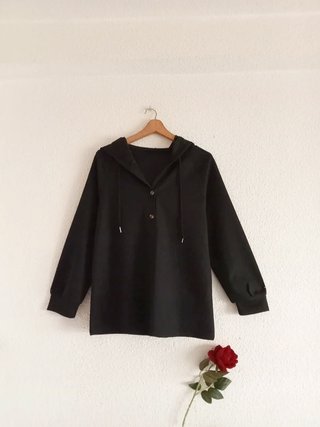 Jersey con capucha negro talla L