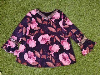 Blusa mujer lentejuelas floral L/XL
