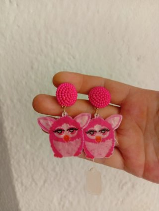 Pendientes Furby Rosas