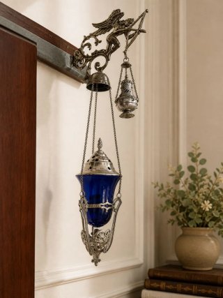 Vela Santisimo azul y plata