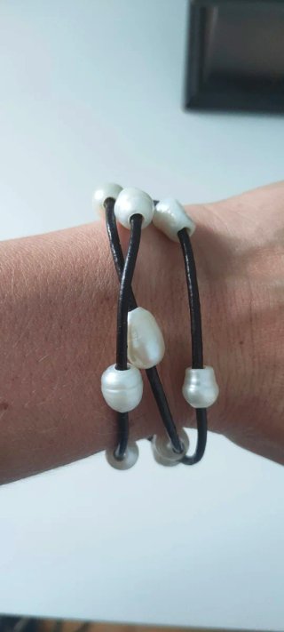 Pulsera Boho de Cuero Genuino y Perlas Barrocas